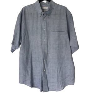 Turnbury 100% Linen Blue/White Plaid Button Down, Size L